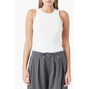 Grey Lab Ivory Racerback Rib Sweater Stretch Tank Women’s Size Medium NWT $60